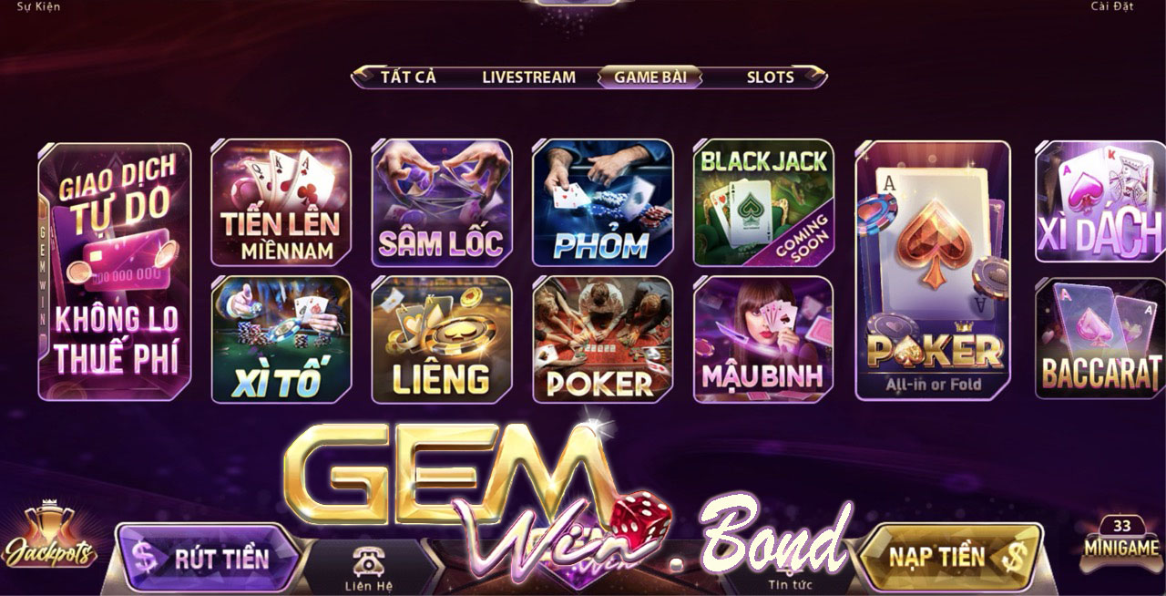 Nhiều thể loại game bài mới lạ hấp dẫn tại gemwin